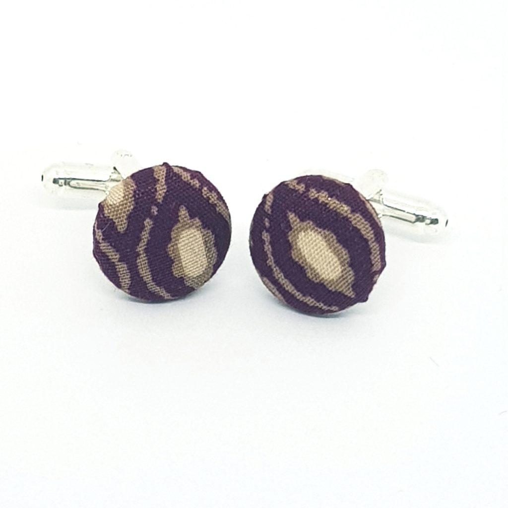 Boutons De Manchette Façonnable En Acier Laqué Bordeaux - Occasion, Design Modèle F, Argenté