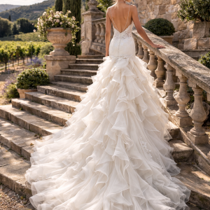 Robe de mariée sirène en organza dos